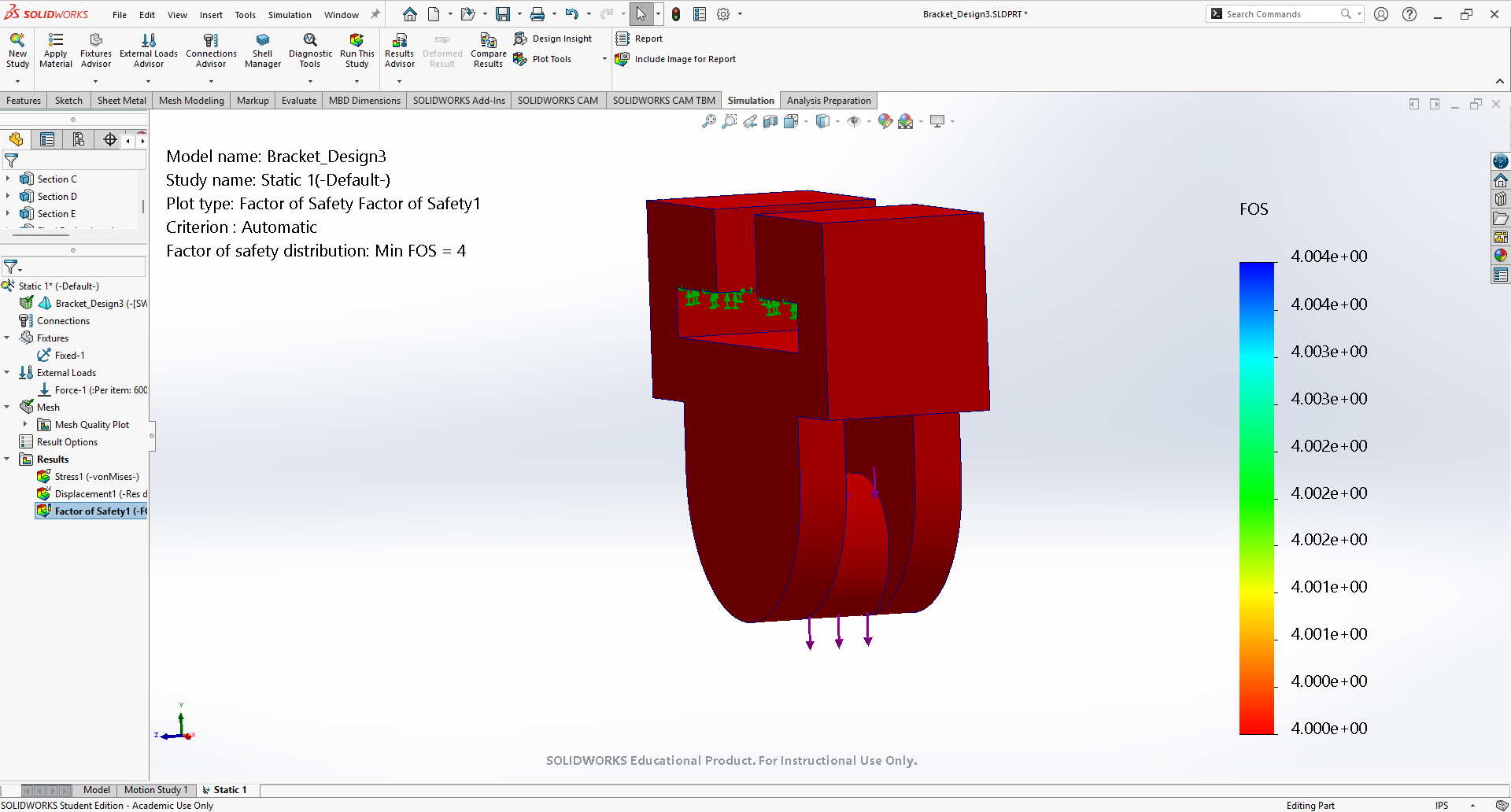 Design 3 - Mesh 3 - Factor of Safety